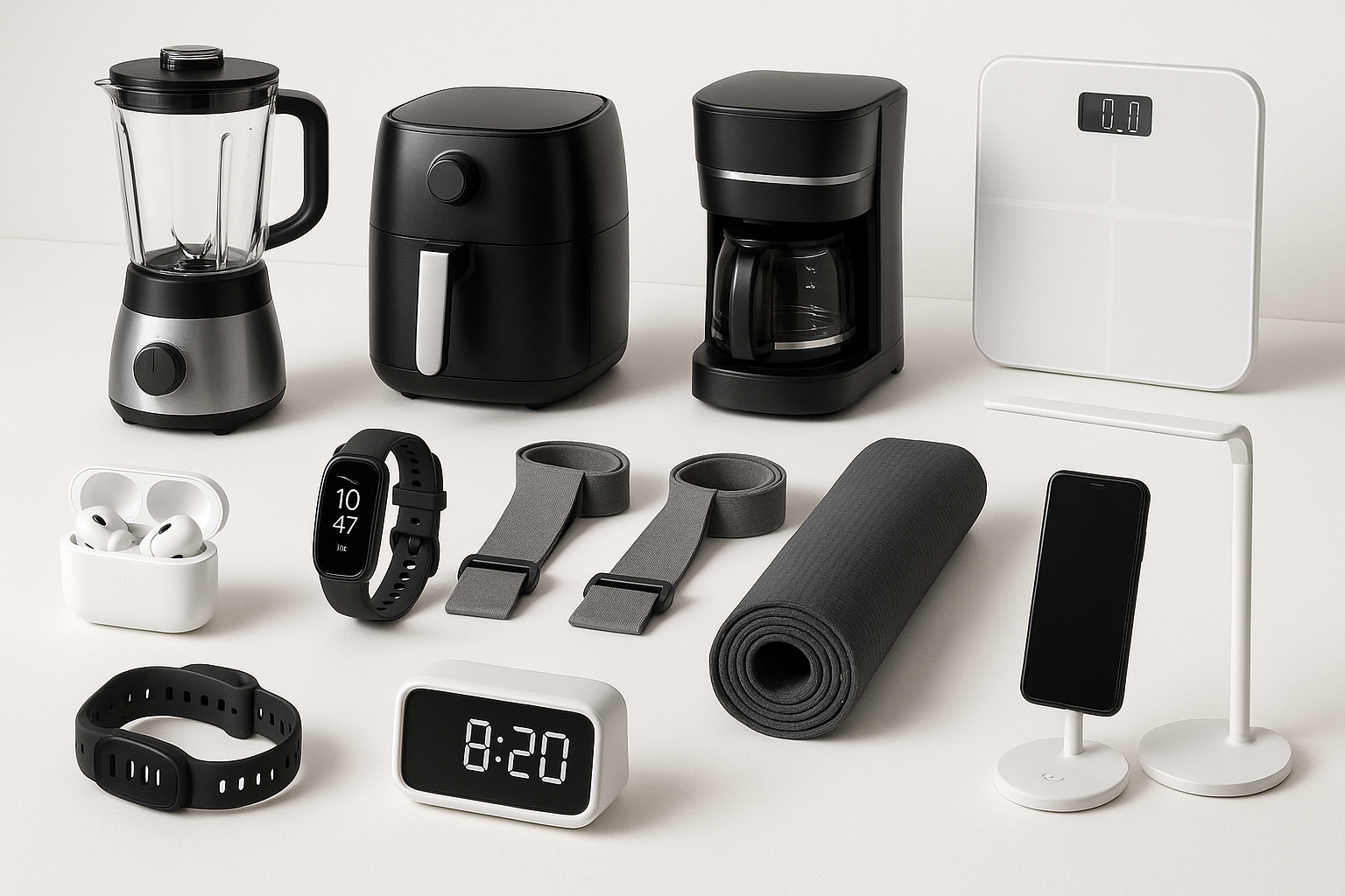 House hold gadgets like kitchen items,fitnes, daily routine items